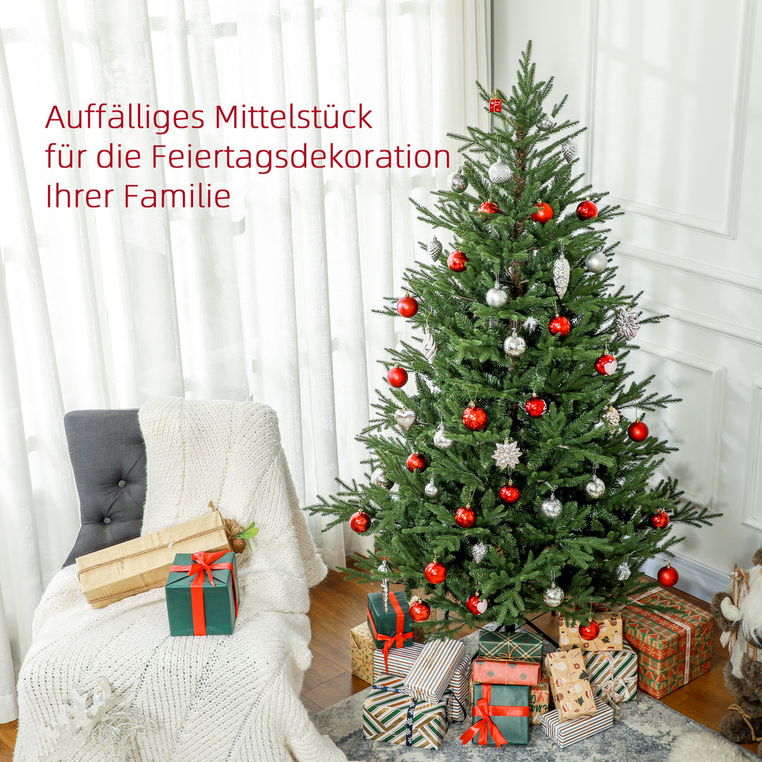 Juletræ 183 cm, realistisk udseende, hurtig montering, inklusive fod, brandhæmmende plastik