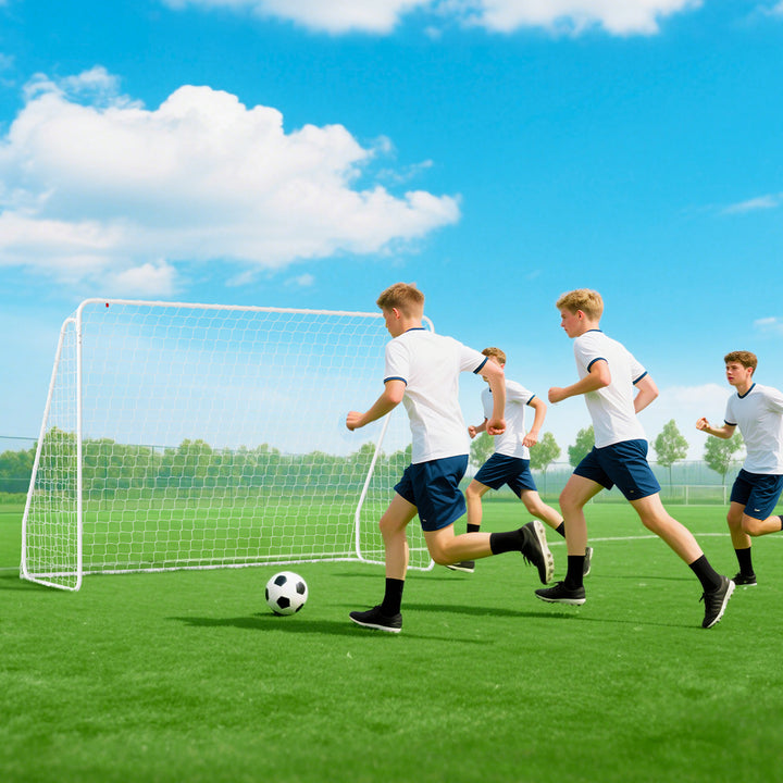 Fodboldmål til kamp og træning, UV-bestandigt, robust, jordankre, hvidt