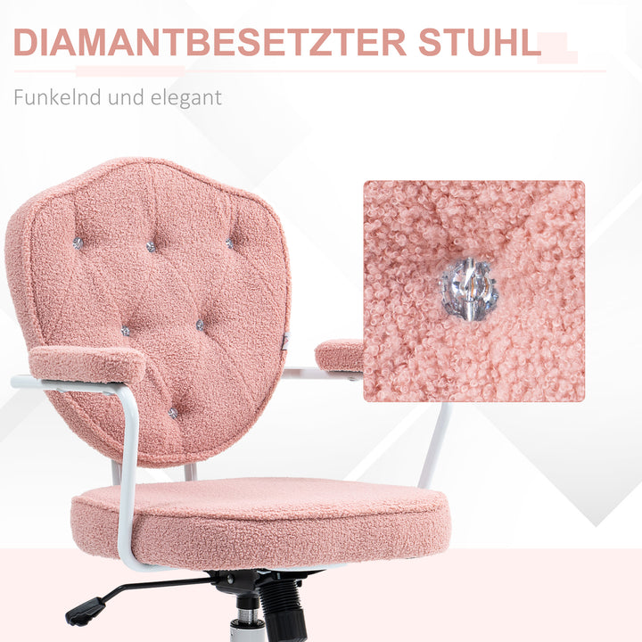 Smuk kontorstol med knaplukning, blødt betræk, højdejusterbar, pink