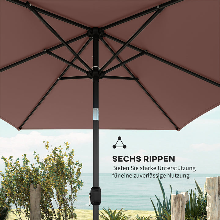 Parasol 300 x 200 cm, vipbar balkonparasol med håndsving og beskyttelsesovertræk, brun
