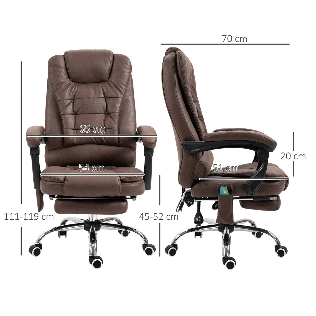 Massagekontorstol, lænefunktion og varmefunktion, drejelig, ergonomisk, op til 120 kg, brun