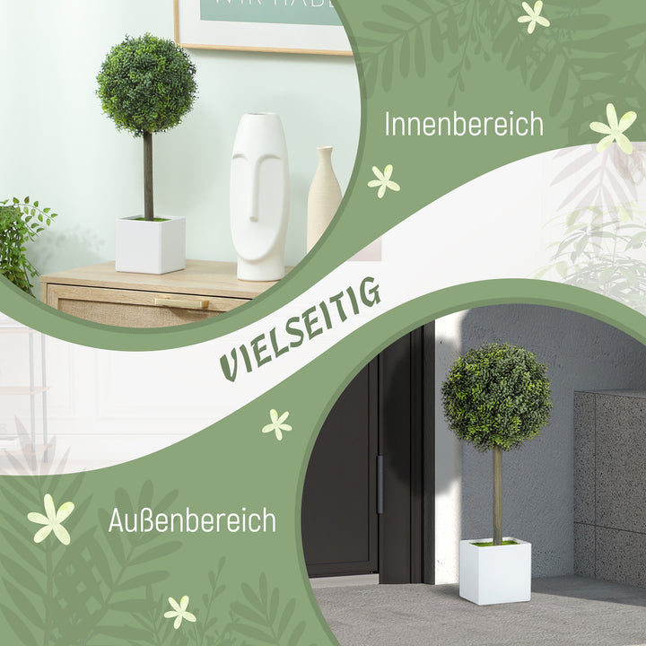 Sæt med 2 kunstige buksbomkugler 45 cm kunstig plante, kunstige plastikplanter i potte