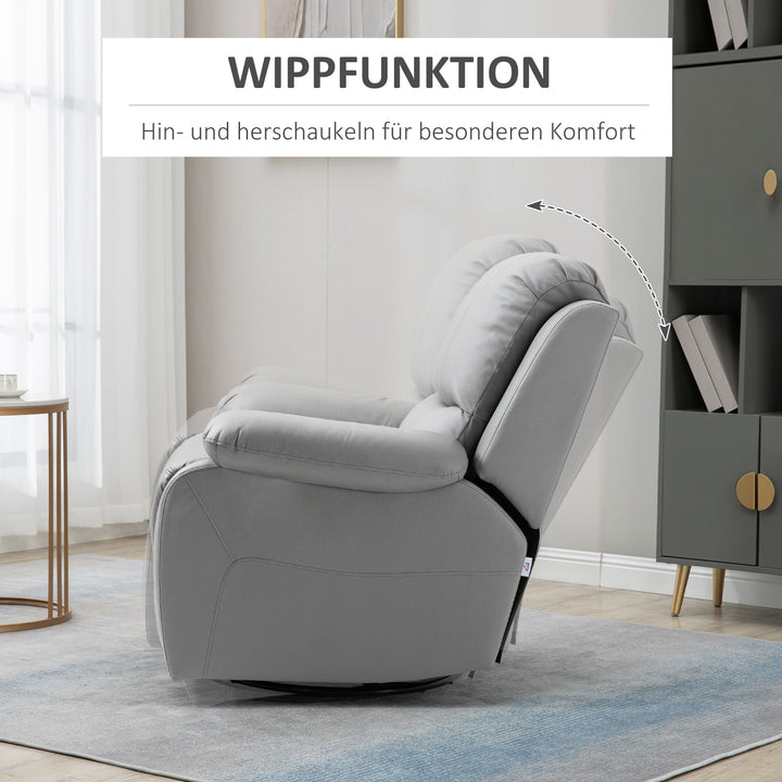 Lænestol, lænestol, vippefunktion, drejefunktion, gyngefunktion, med fodstøtte, stål, grå, 93 x 100 x 98 cm
