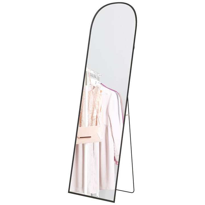 Stående spejl, helkropsspejl, moderne design, 50 cm x 1,5 cm x 161,5 cm, sort