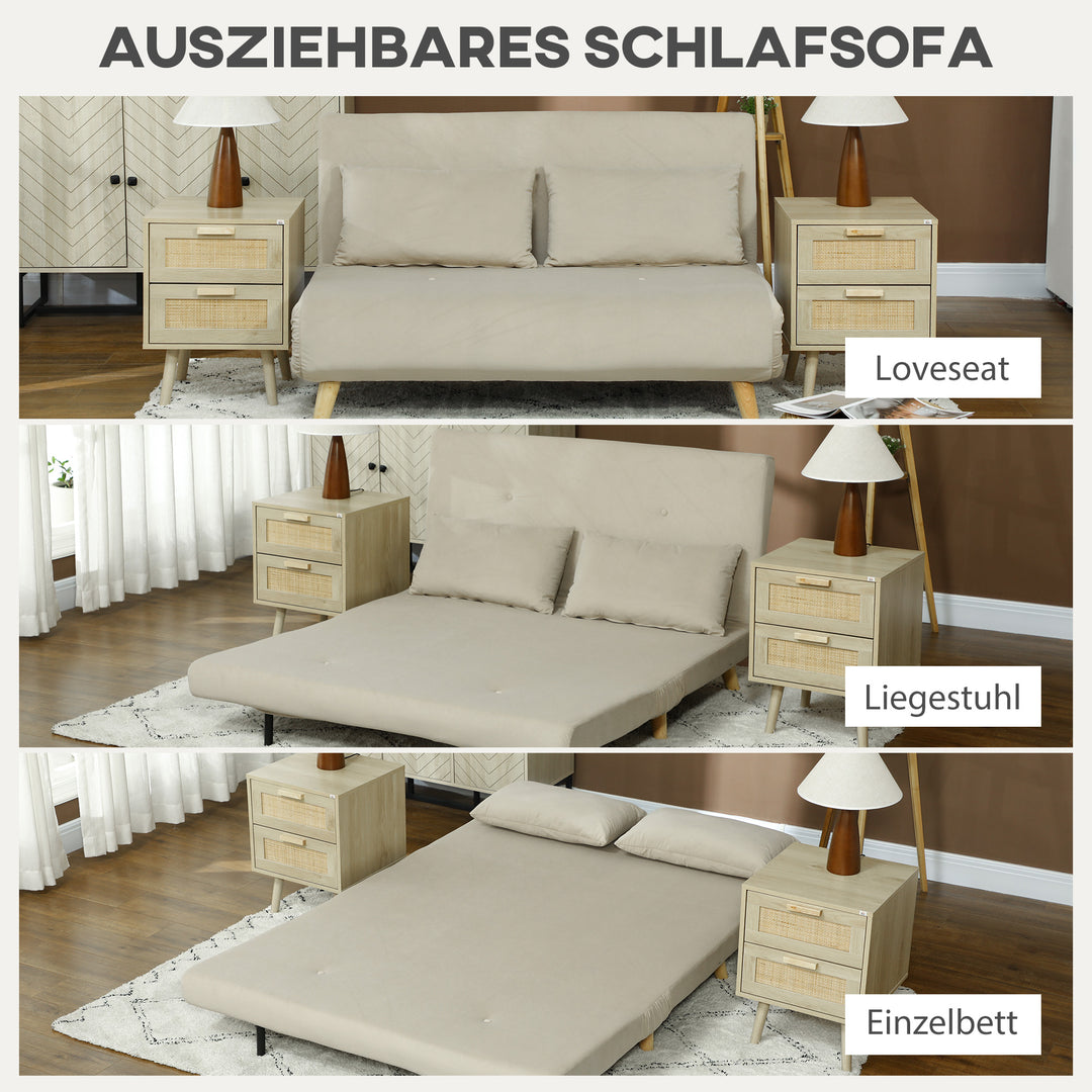 Sovesofa afslappende sofa, inkl. 2 puder, fløjlslook, 130 x 78 x 79 cm, beige