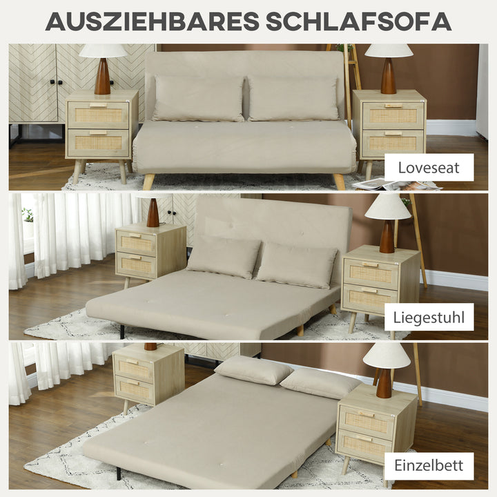 Sovesofa afslappende sofa, inkl. 2 puder, fløjlslook, 130 x 78 x 79 cm, beige
