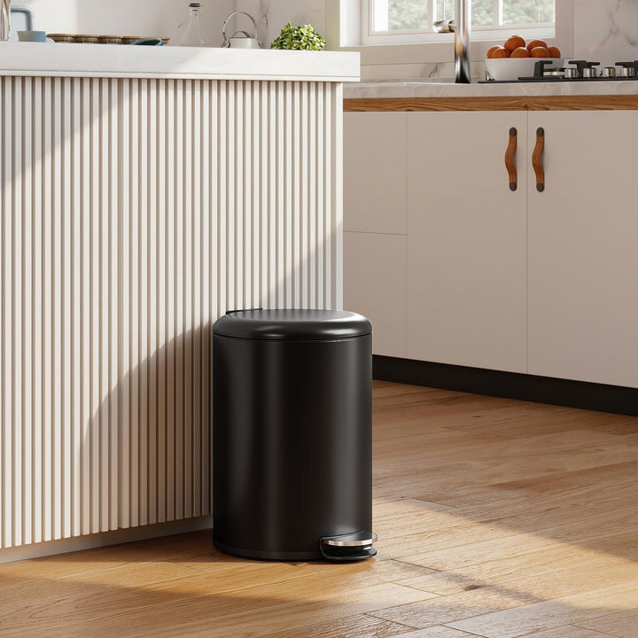 20-liters køkkenaffaldsspand, fingeraftryksbestandig metalaffaldsspand med soft-close låg, fodpedal og aftagelig inderspand, sort