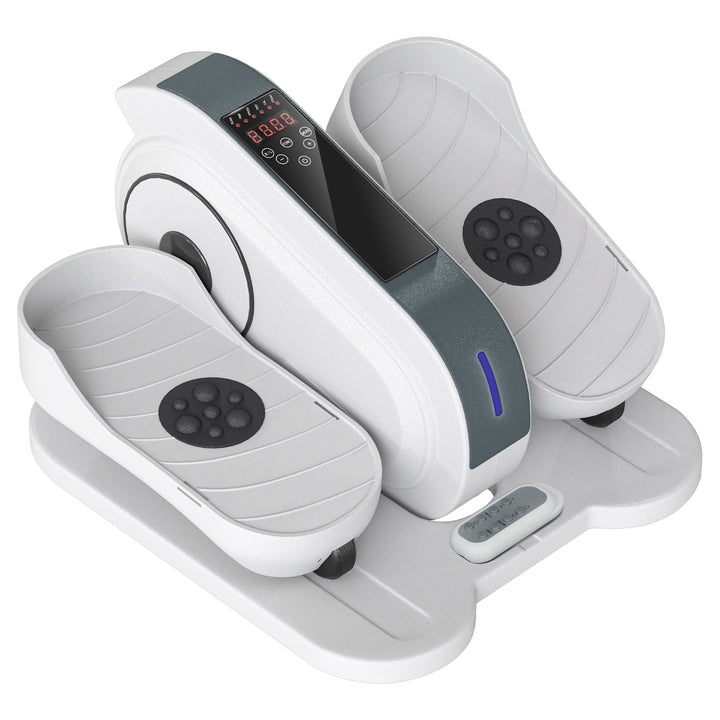 Siddende pedaltræner, mini elliptisk træner med lcd-skærm, fjernbetjening, 10 justerbare hastighedsniveauer, hvid