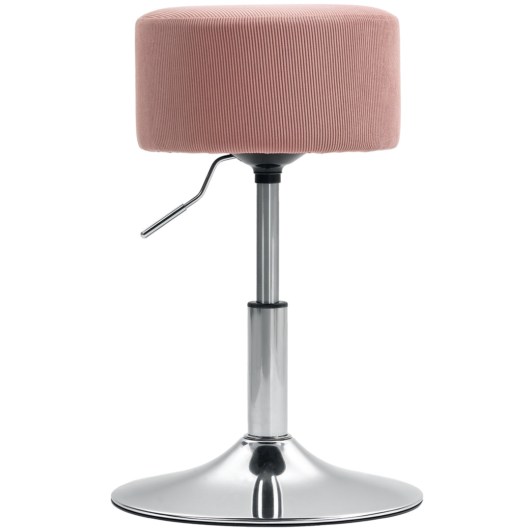 Barstol, polstret barstol med metalstel, corduroy look, højdejusterbar 360° drejelig pink