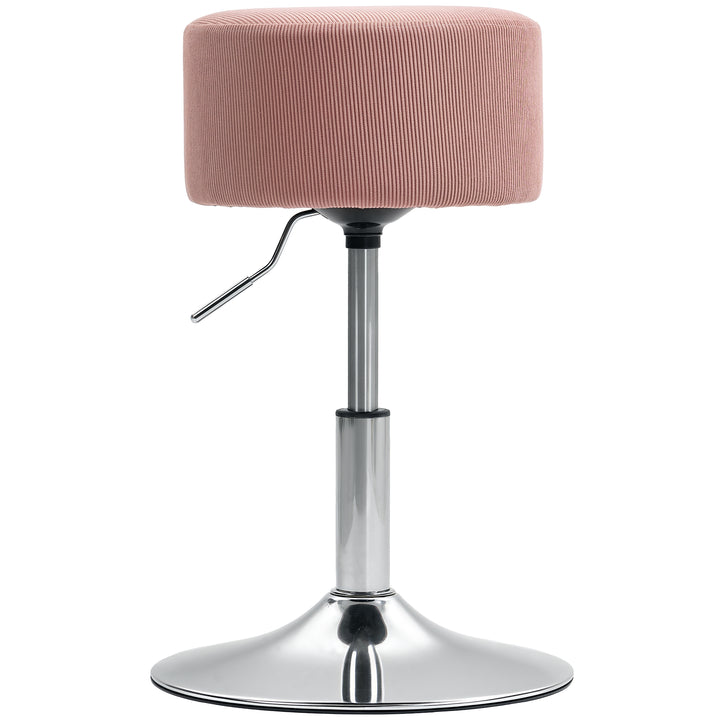 Barstol, polstret barstol med metalstel, corduroy look, højdejusterbar 360° drejelig pink