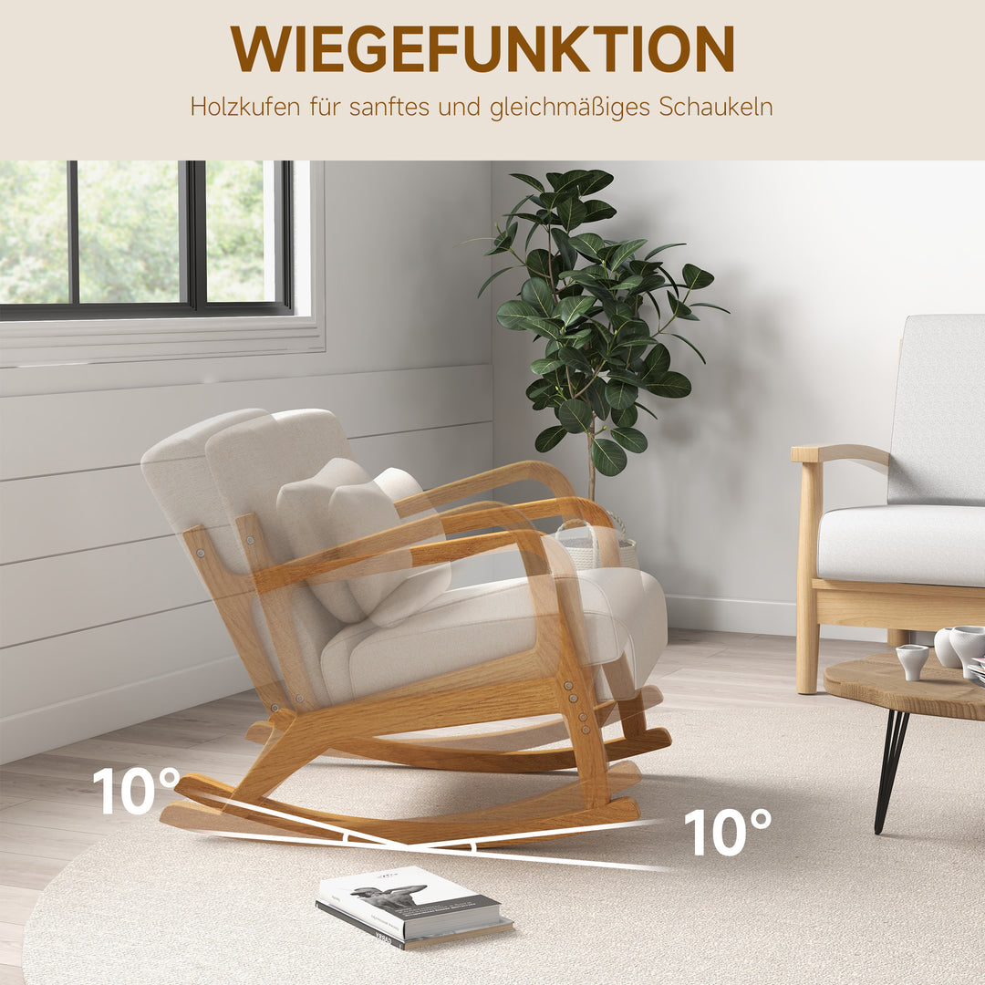 Retro gyngestol, gummitræ, 64,5 cm x 92 cm x 81,5 cm, beige + brun