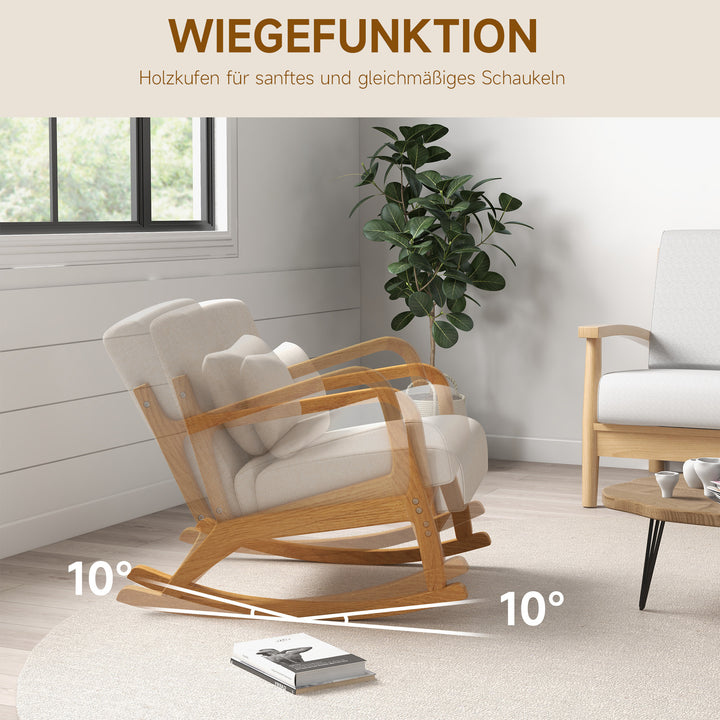 Retro gyngestol, gummitræ, 64,5 cm x 92 cm x 81,5 cm, beige + brun