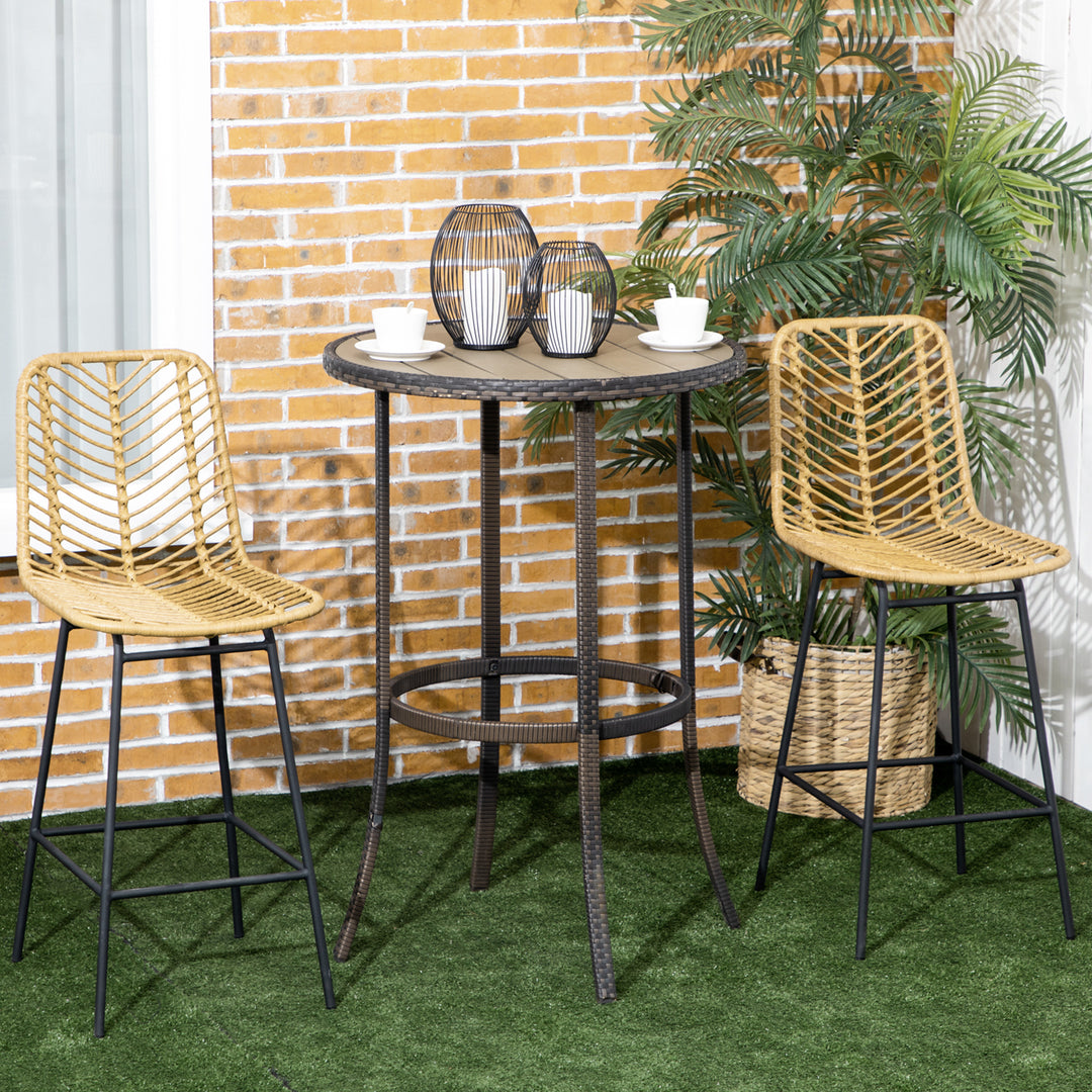 Sæt med 2 barstole med ryglæn, barstole i boho-design, pe-rattan, inklusive fodstøtte, 42,5 cm x 52 cm x 102 cm, gul + sort
