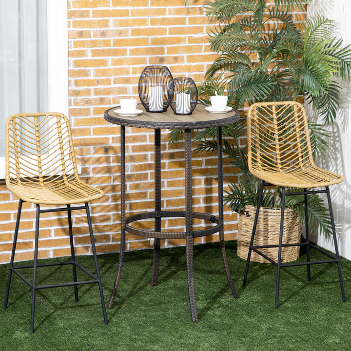 Sæt med 2 barstole med ryglæn, barstole i boho-design, pe-rattan, inklusive fodstøtte, 42,5 cm x 52 cm x 102 cm, gul + sort