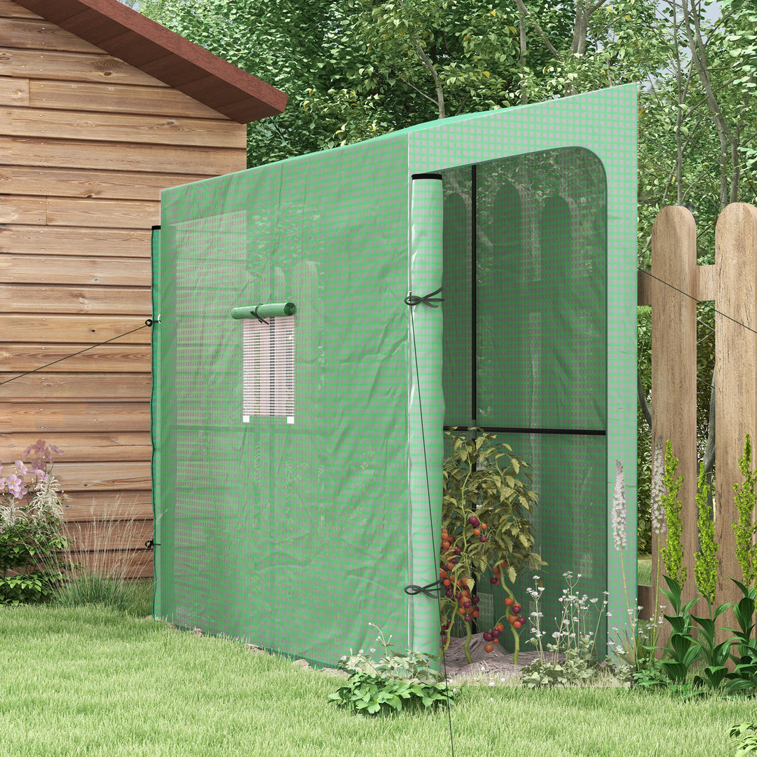 Lean-to drivhus med kold ramme, rulleporte, vejrbestandig, 200 cm x 80 cm x 200 cm, grøn