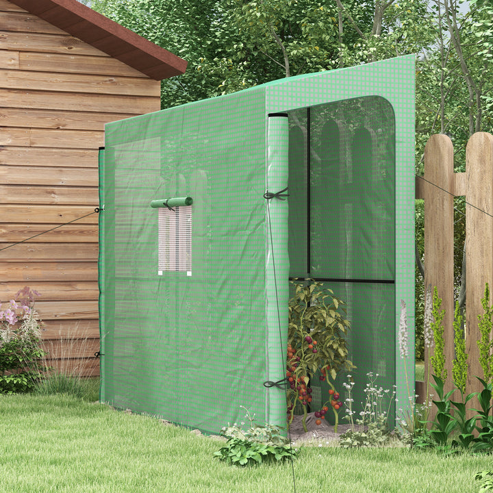 Lean-to drivhus med kold ramme, rulleporte, vejrbestandig, 200 cm x 80 cm x 200 cm, grøn