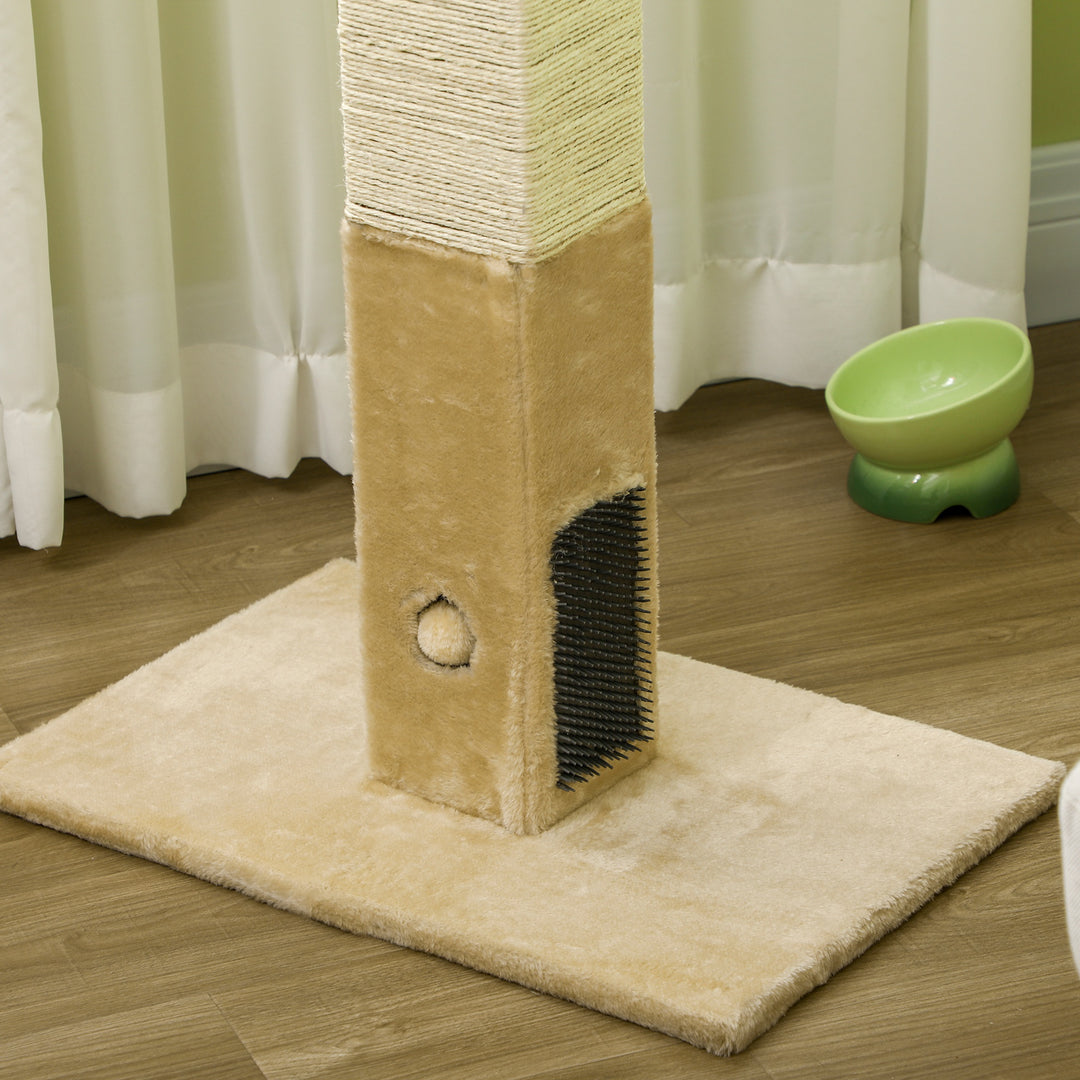 Kradsetræ til katte, 79 cm kradsetræ med jute reb, inkluderer legetøj, plys, beige