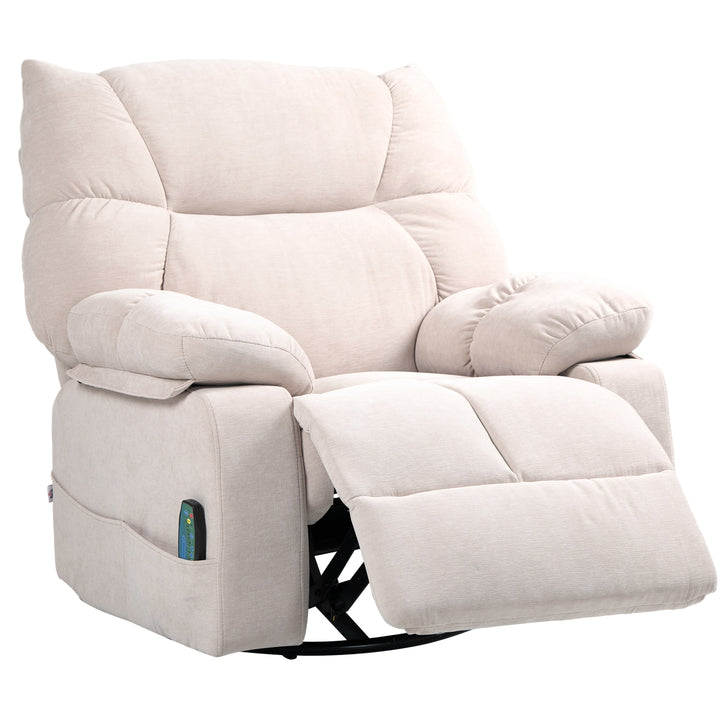 Massagestol med varme- og lænefunktion, drejelig, op til 150 kg, metalstel, 98 x 90 x 98 cm, beige