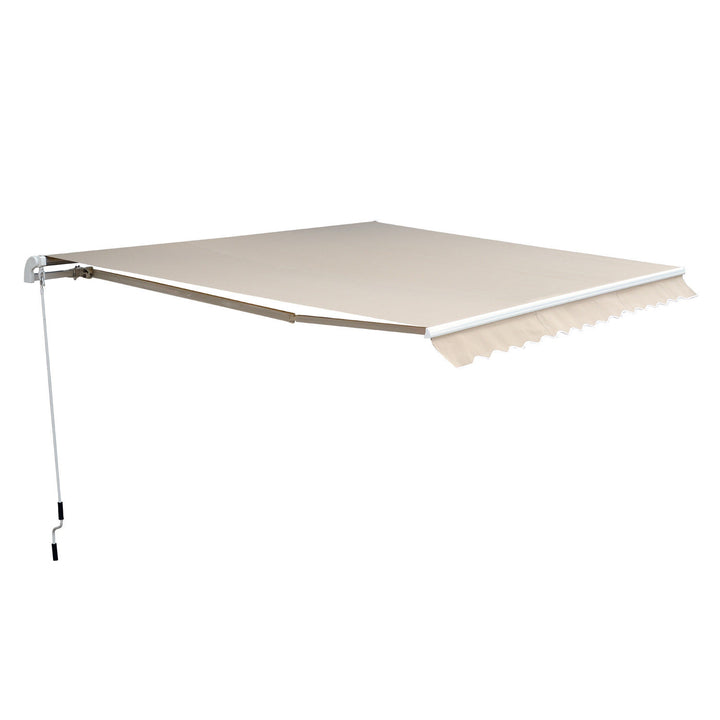 Markise med leddelt arm, justerbar klemme, terrassemarkise, 4,5 x 3 m solbeskyttelse med håndsving, balkonmarkise, beige
