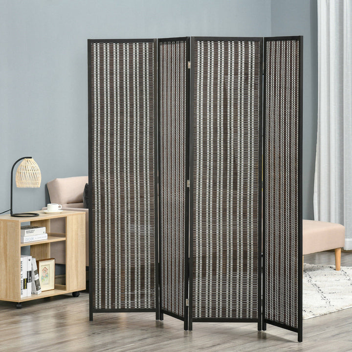 Foldbar rumdeler, fyrretræ/bambus, 180 x 180 cm, brun/sort