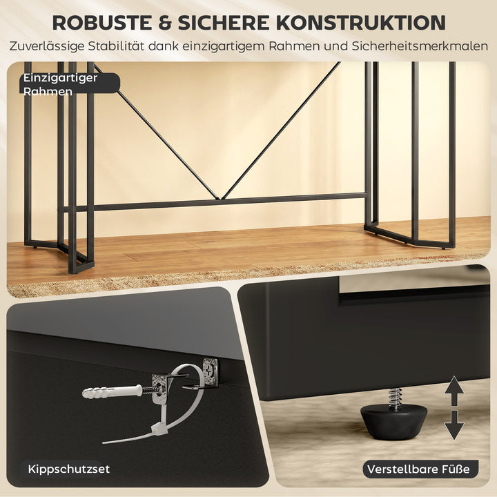 Lille computerbord med 2 skuffer, skrivebord med stor arbejdsflade 120 x 60 x 77 cm Sort