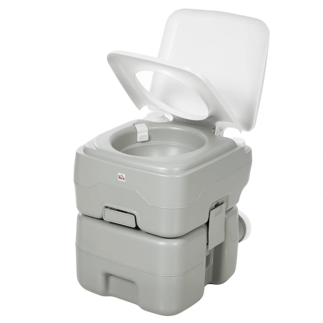 Campingtoilet, rejsetoilet, maks. lasteevne op til 147 kg, 20 l, til camping, vandreture, rejser, fiskeri, 41,5 x 36,5 x 42 cm, grå