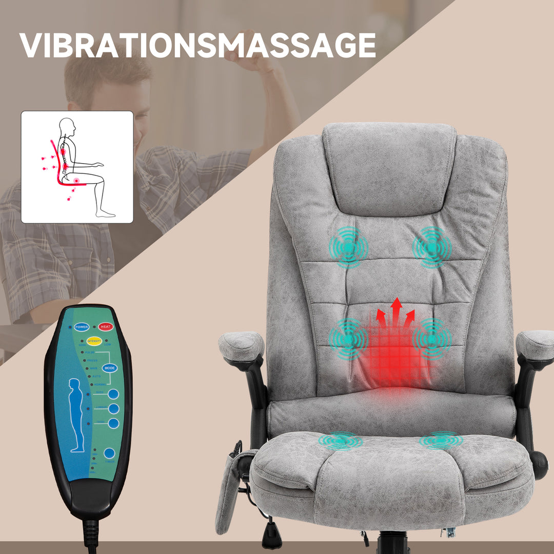 Executive-stol med massage- og varmefunktion, ergonomisk, justerbar, op til 120 kg, grå