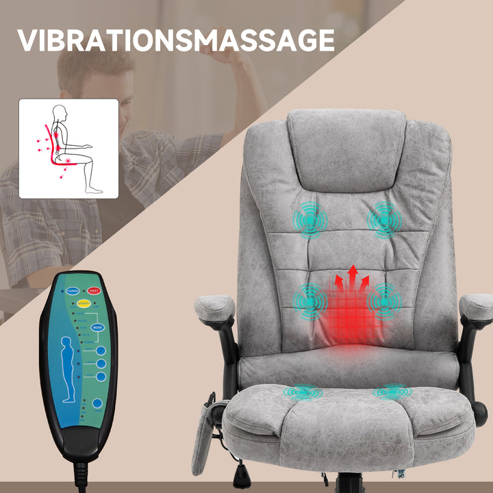 Executive-stol med massage- og varmefunktion, ergonomisk, justerbar, op til 120 kg, grå