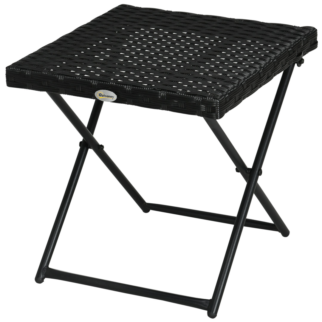 Polyrattan balkonbord, foldbart, stålstel, let at rengøre, 40x40x40 cm, sort
