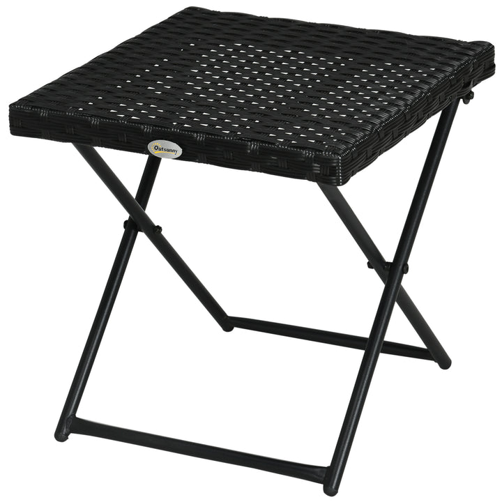 Polyrattan balkonbord, foldbart, stålstel, let at rengøre, 40x40x40 cm, sort