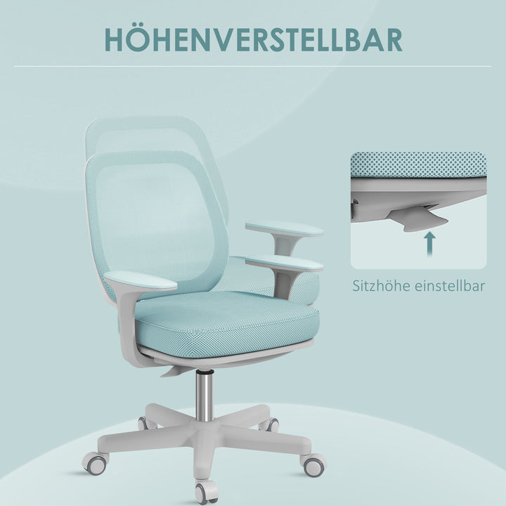 Kontorstol, ergonomisk skrivebordsstol med drejefunktion, højdejusterbar 55 x 48 x 82,5-94,5 cm Grøn