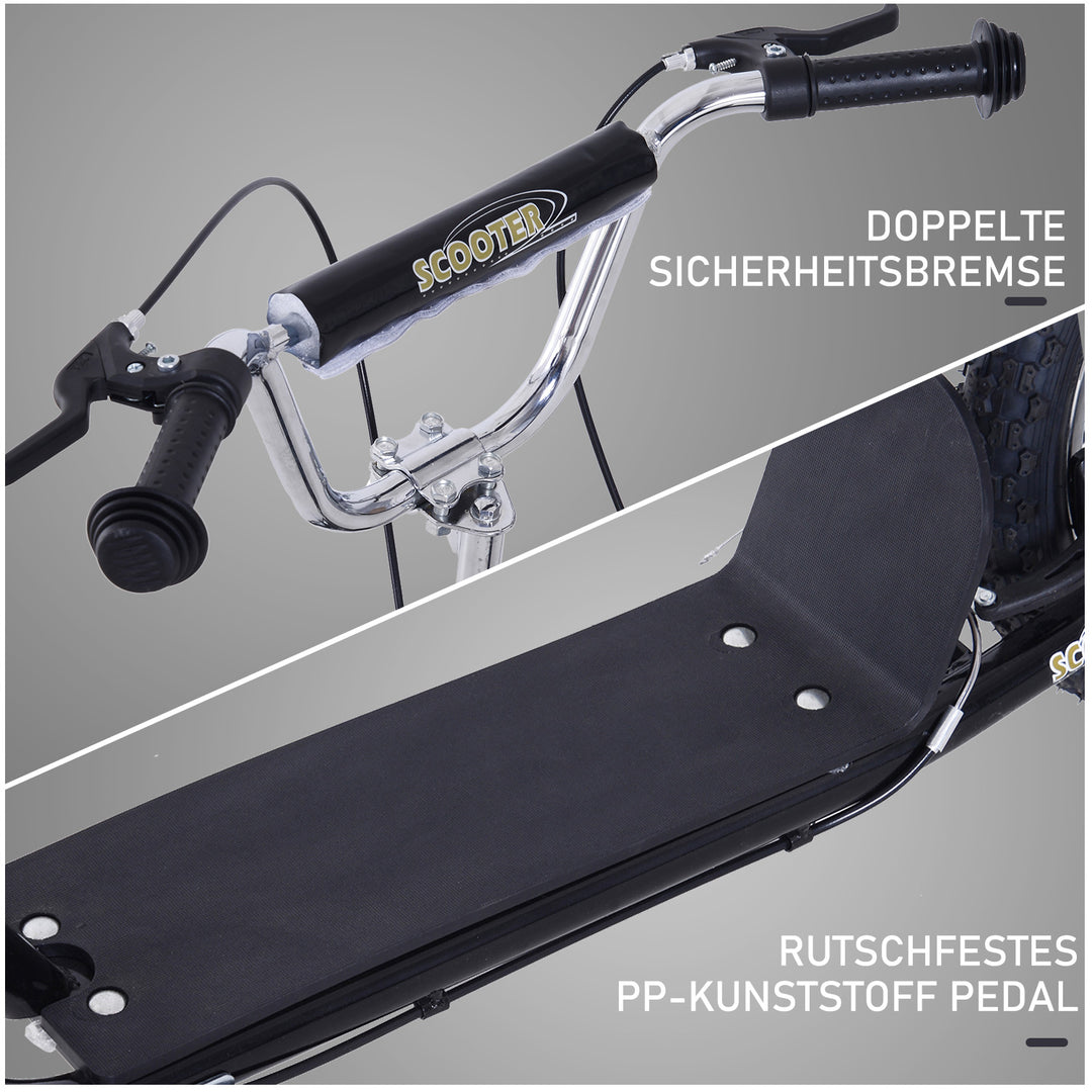 Børneløbehjul 16/12 tommer løbehjul kickscooter med bremser city scooter kickboard børneløbehjul til 5+ år børn sort 135 x 58 x 92-100 cm