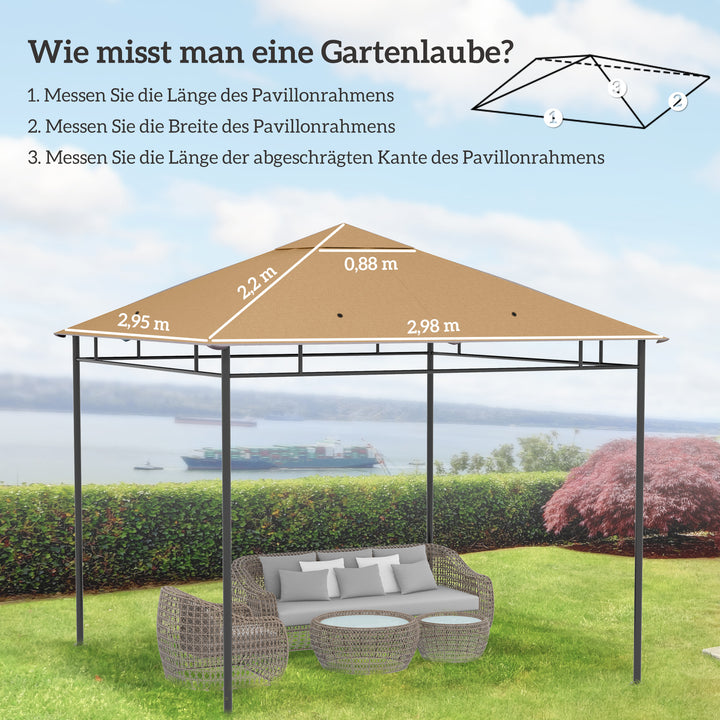 Udskiftningstag til havepavillon, polyester, 2,98 x 2,95 m, beige