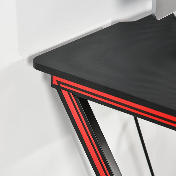 Gaming-bord med hovedtelefonkrog og kopholder computerbord stål + mdf sort 105 x 55 x 75 cm