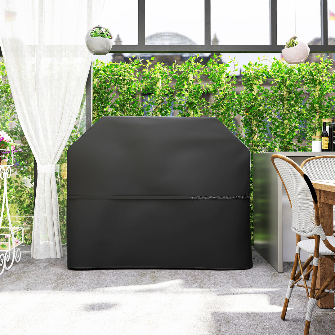 Grillovertræk bbq-overtræk med velcrolukning sort, 147 x 61 x 122 cm