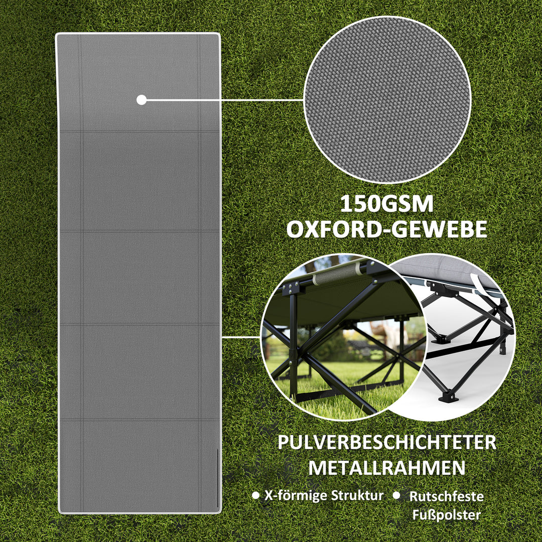Sammenklappelig campingseng, feltseng med madras, ergonomisk, metalramme, sort