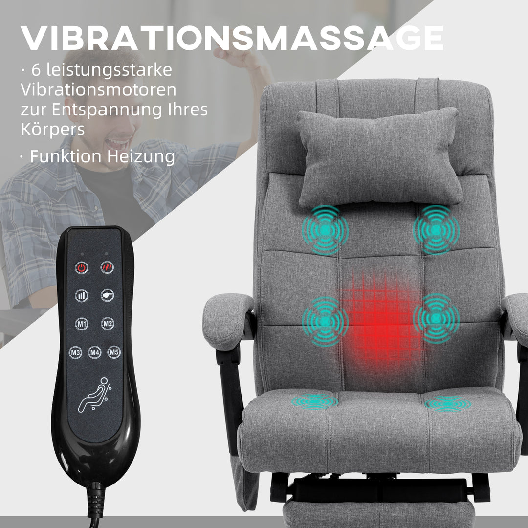 Kontorstol med massagefunktion, ergonomisk, 66x76x112-120cm, grå