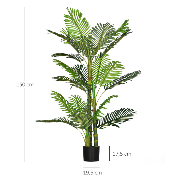 Kunstig palme med plantekasse, grøn + sort, 19,5 cm x 19,5 cm x 150 cm