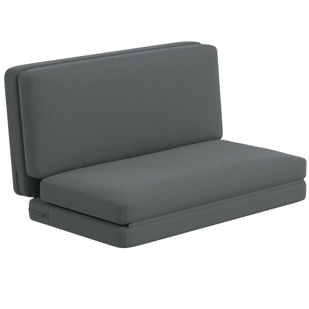 3-I-1 foldbar lænestol med gæstemadras, delbar, 138 cm bred, mørkegrå