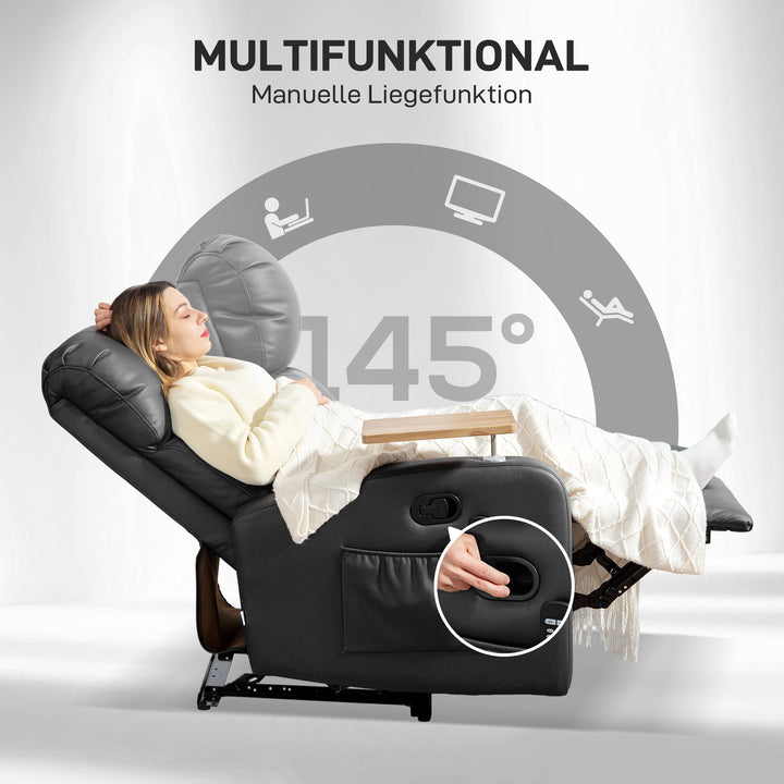 Massagestol med klapbord og fodstøtte, 77 cm x 93 cm x 105 cm, sort