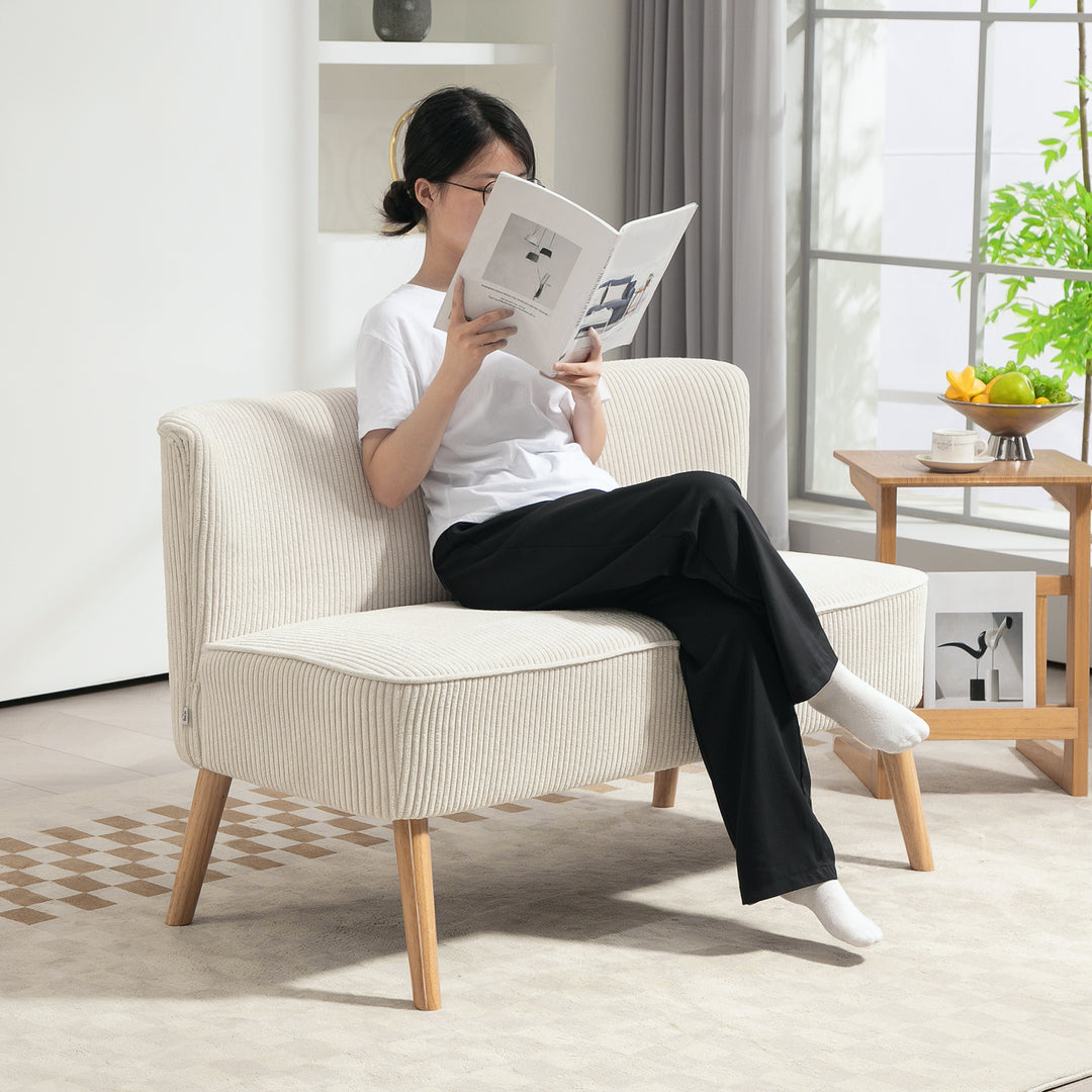 2-Personers sofa, blød polstring, letplejeligt betræk, bæreevne op til 150 kg, 117 x 56,5 x 77 cm, cremehvid