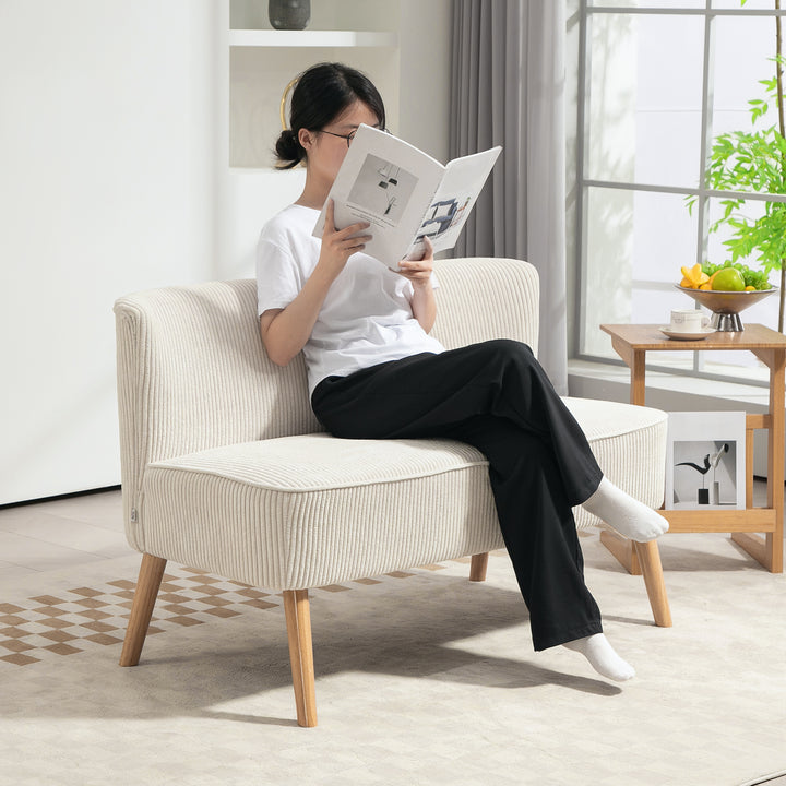 2-Personers sofa, blød polstring, letplejeligt betræk, bæreevne op til 150 kg, 117 x 56,5 x 77 cm, cremehvid