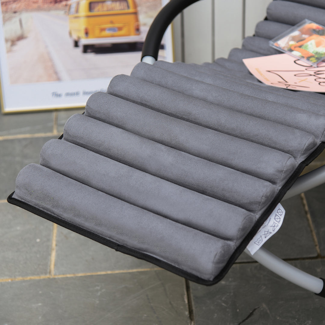 Ergonomisk 2-i-1 gyngestol/havestol/gyngestol, metal, Texteline, kugleformet, mørkegrå, 145 x 74 x 86 cm