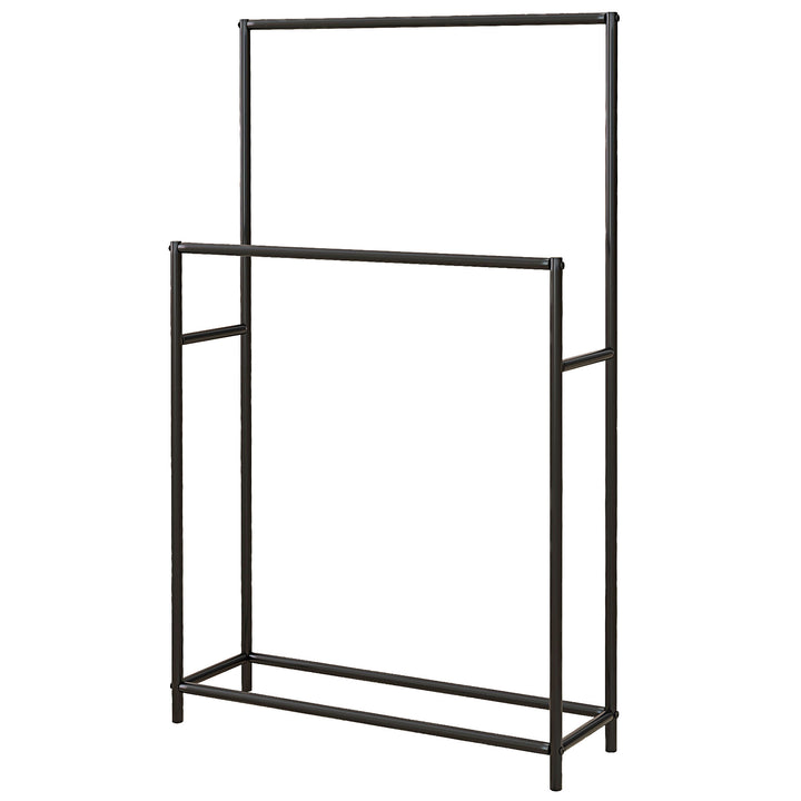 Håndklædetørrer, fritstående, 2 stænger, rustfri, 66x20x110cm, sort