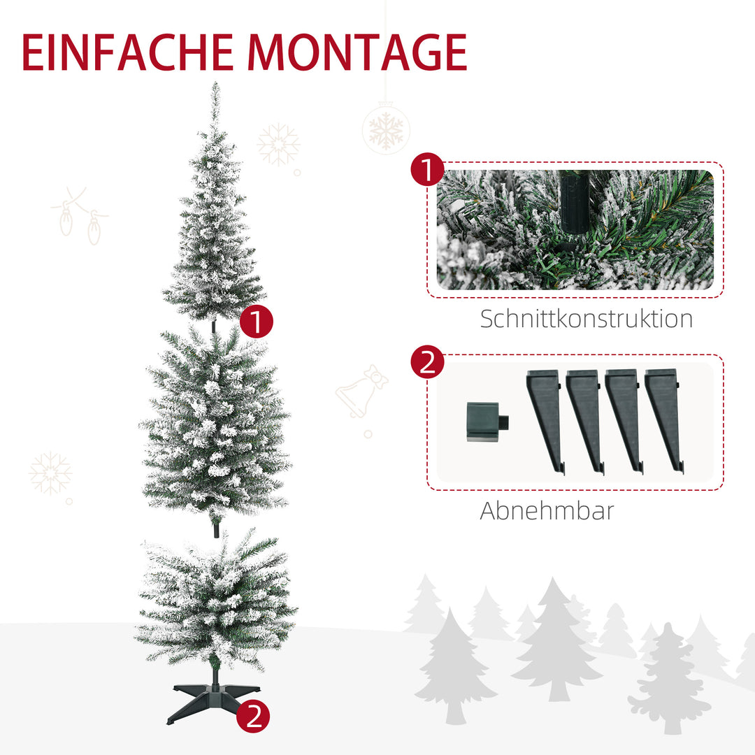 Kunstigt juletræ, 210 cm, snedækkede PVC-grene, foldbart, metalfod, grøn/hvid