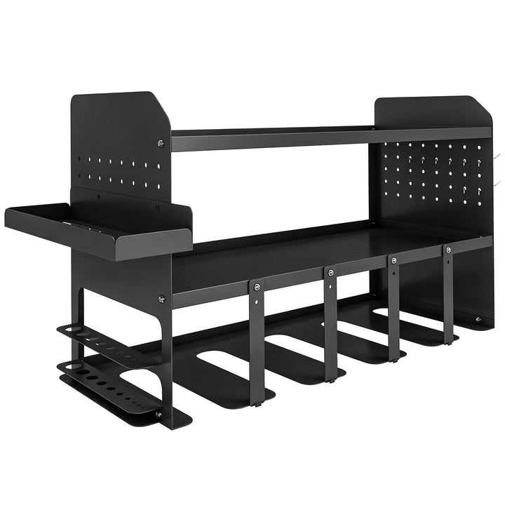 2-lags haveredskabsorganisator, haveredskabsstativ med kroge, siderum, op til 50 kg, 61,8 x 23 x 32,7 cm, sort