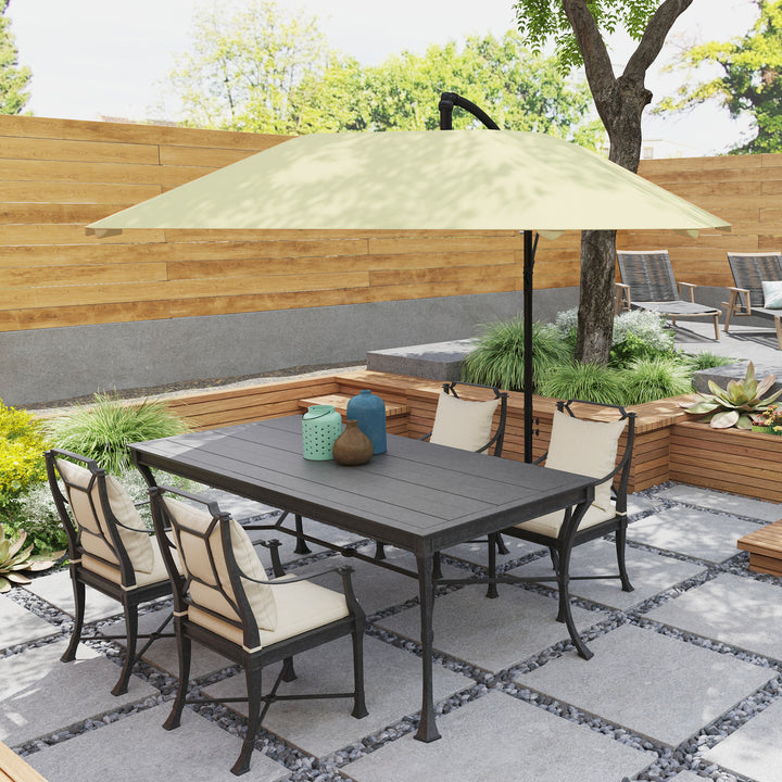 Cantilever paraply aluminium ø 260 cm parasol, vandtæt paraply med håndsving og stativ, håndsving, beige
