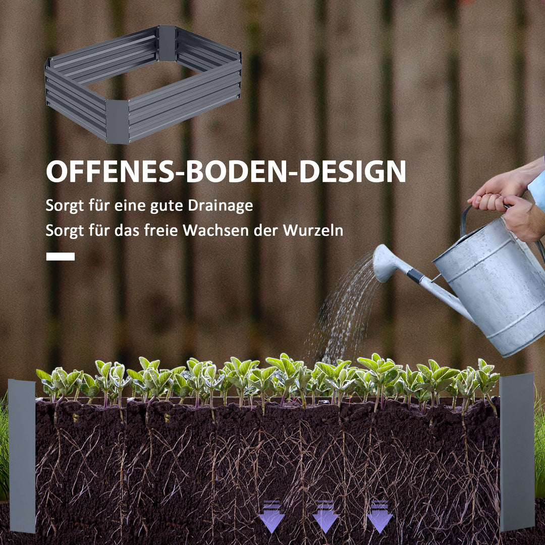 Højbed lavet af galvaniseret stål, havebed, plantekasse til haven, blomsterkasse, 120 x 90 x 30 cm, mørkegrå