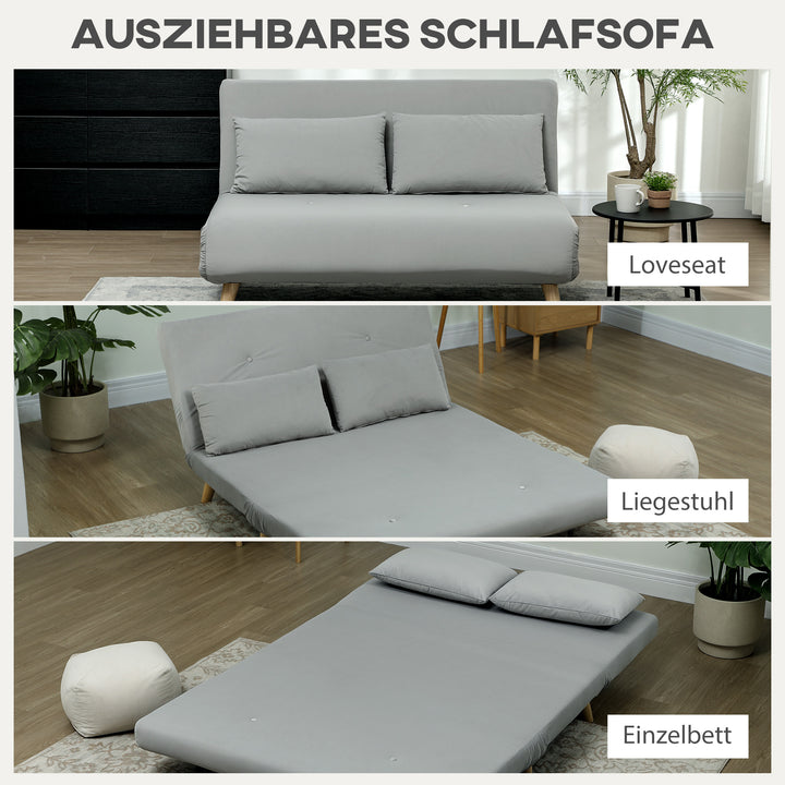 Sovesofa afslappende sofa, inkl. 2 puder, fløjlslook, 130 x 78 x 79 cm, lysegrå