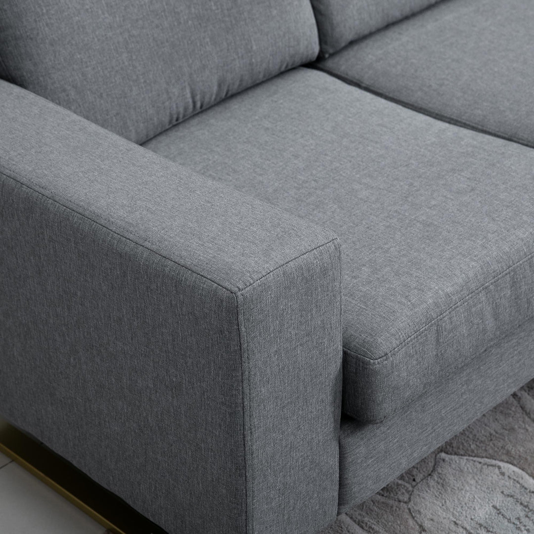 3-Personers sofa tre-personers stofsofa med hynder i armlæn, hørlook, til soveværelse, 200 x 82 x 78 cm, mørkegrå